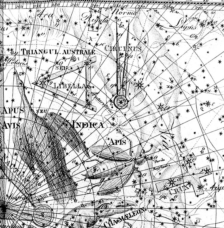Portion of Bode's Uranographia showing the region near Circinus