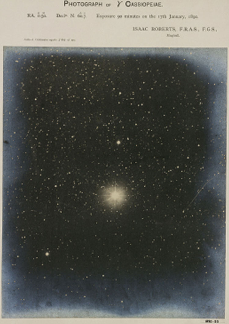 Isaac Roberts' 1890 photograph of the region near Gamma Cassiopeiae, showing that he could not observe any nebulosity near the star