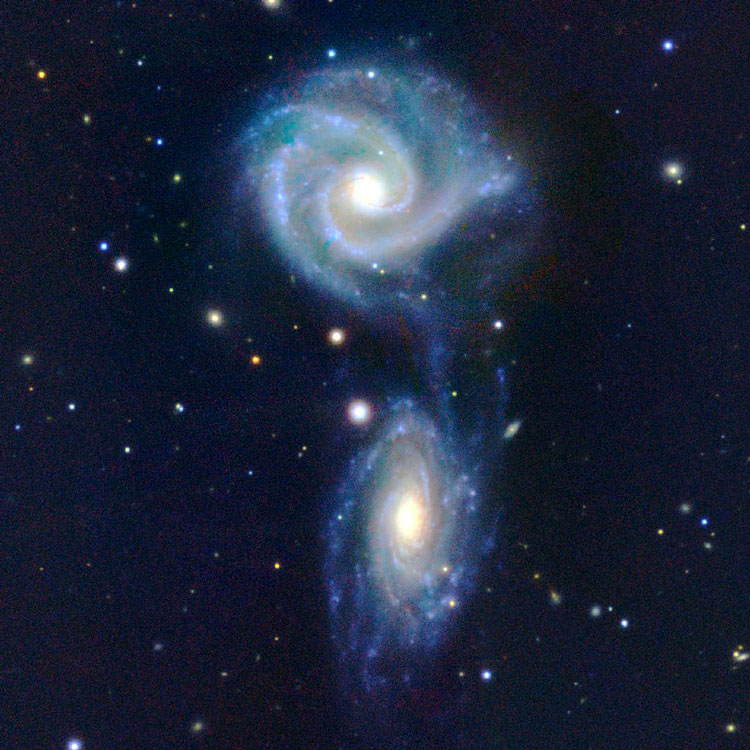 PanSTARRS image of spiral galaxies NGC 5426 and NGC 5427, which comprise Arp 271
