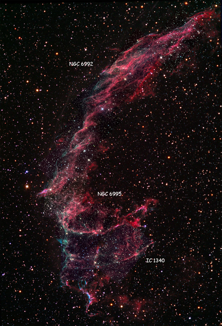 NOAO image of the Eastern Veil Nebula, consisting of NGC 6992 and 6995, and IC 1340