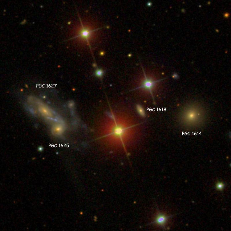 SDSS image of Hickson Compact Group (HCG) 1 showing PGC labels