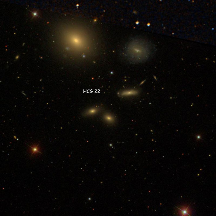 SDSS/DSS composite image of region near Hickson Compact Group 22