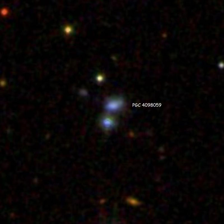 SDSS image of spiral galaxy PGC 4098059 and the star with which it comprises IC 2789