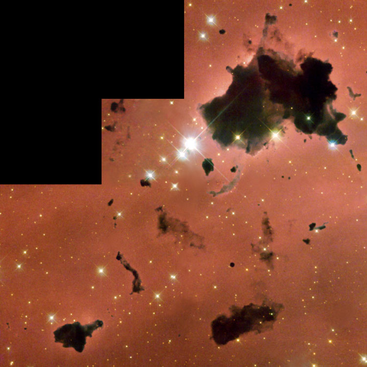 HST image of Thackeray's Globules, supposedly in IC 2944, but apparently actually in IC 2948