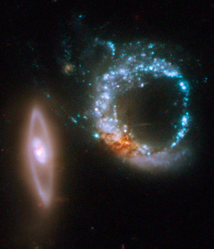 HST image of the pair of ring galaxies listed as IC 298 and also known as Arp 147