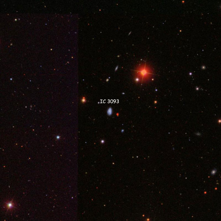 SDSS image of region near spiral galaxy IC 3093