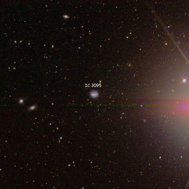 SDSS image of region near spiral galaxy IC 3095