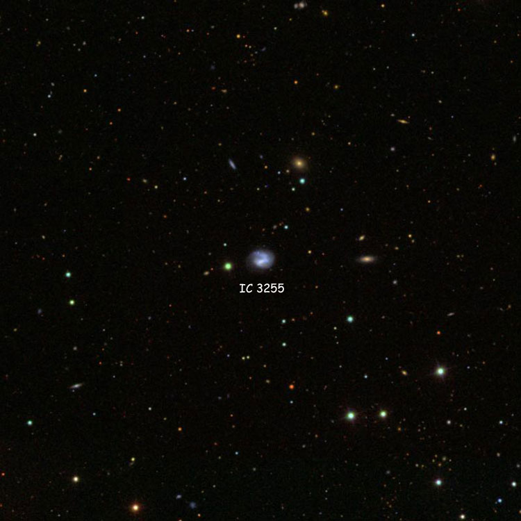 SDSS image of region near spiral galaxy IC 3255