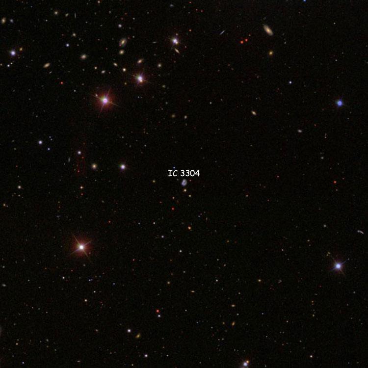 SDSS image of region near peculiar spiral galaxy IC 3304