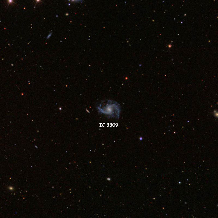 SDSS image of region near spiral galaxy IC 3309