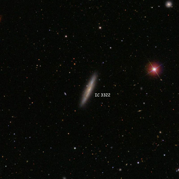 SDSS image of region near spiral galaxy IC 3322