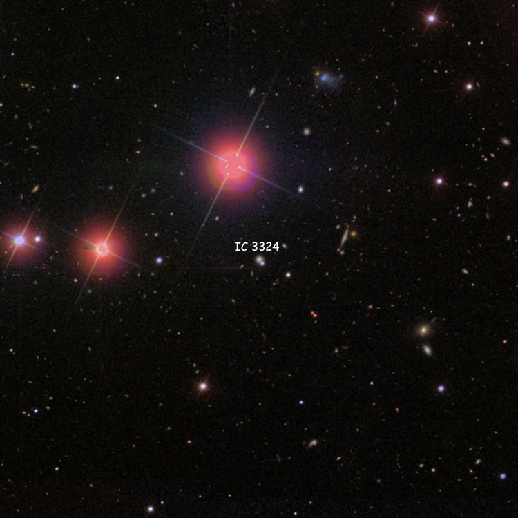 SDSS image of region near the compact galaxy and foreground star that make up IC 3324