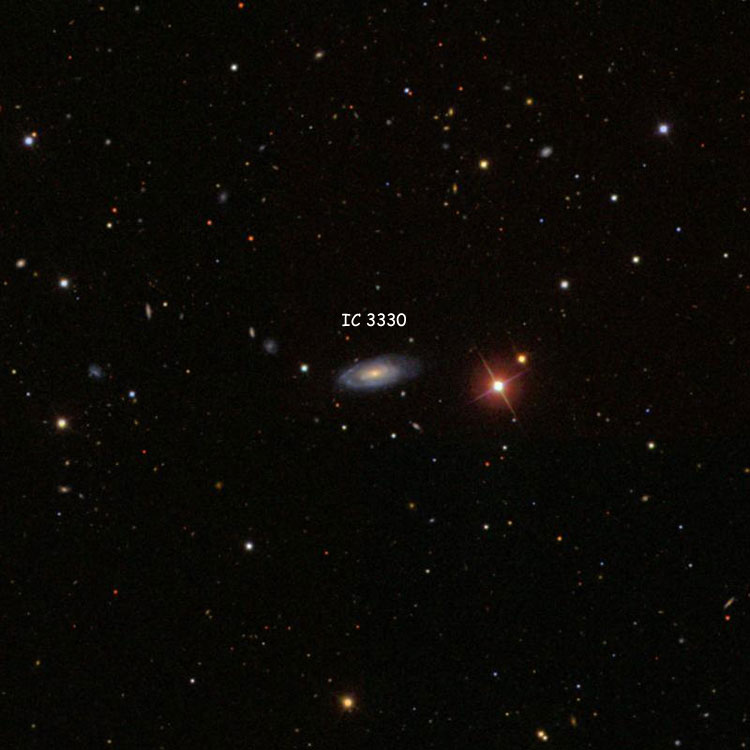 SDSS image of region near spiral galaxy IC 3330