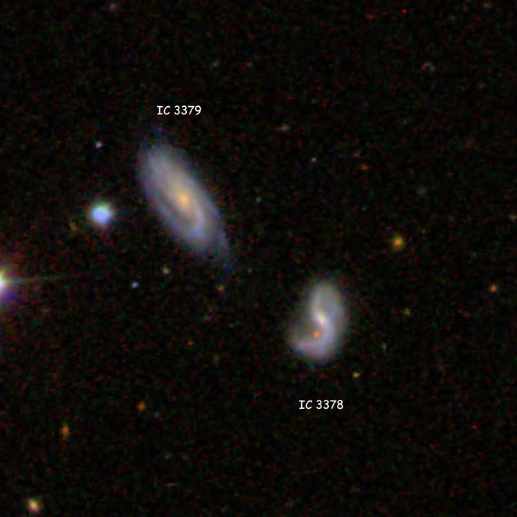 SDSS image of spiral galaxies IC 3378 and 3379