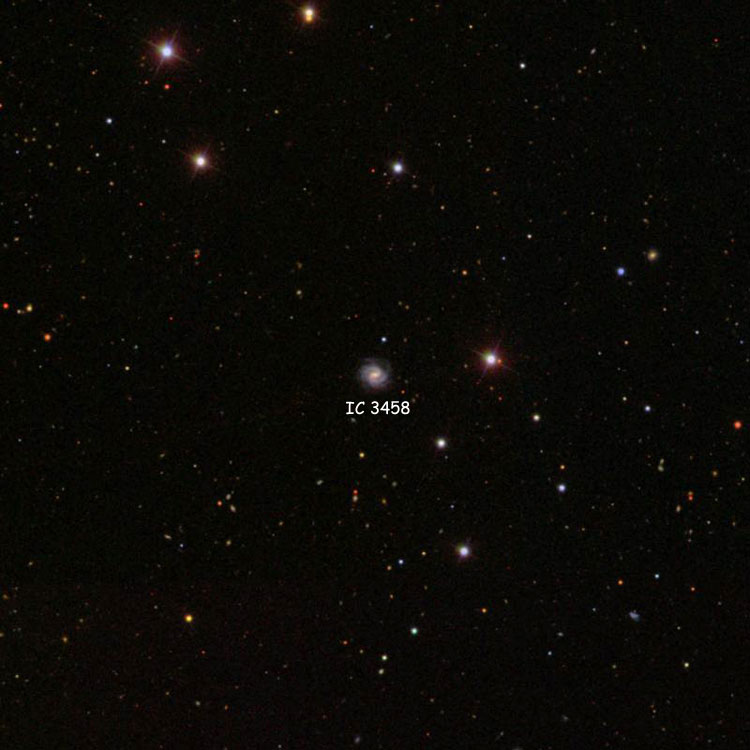 SDSS image of region near spiral galaxy IC 3458