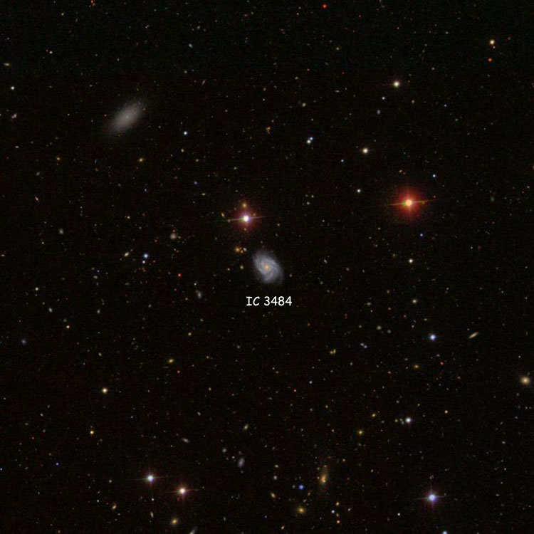 SDSS image of region near spiral galaxy IC 3484