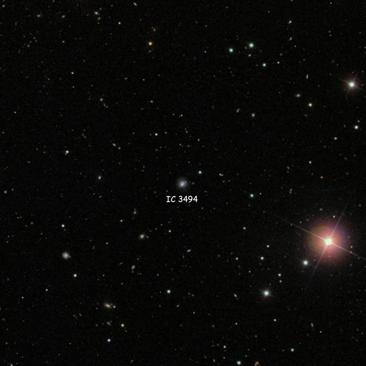 SDSS image of region near spiral galaxy IC 3494