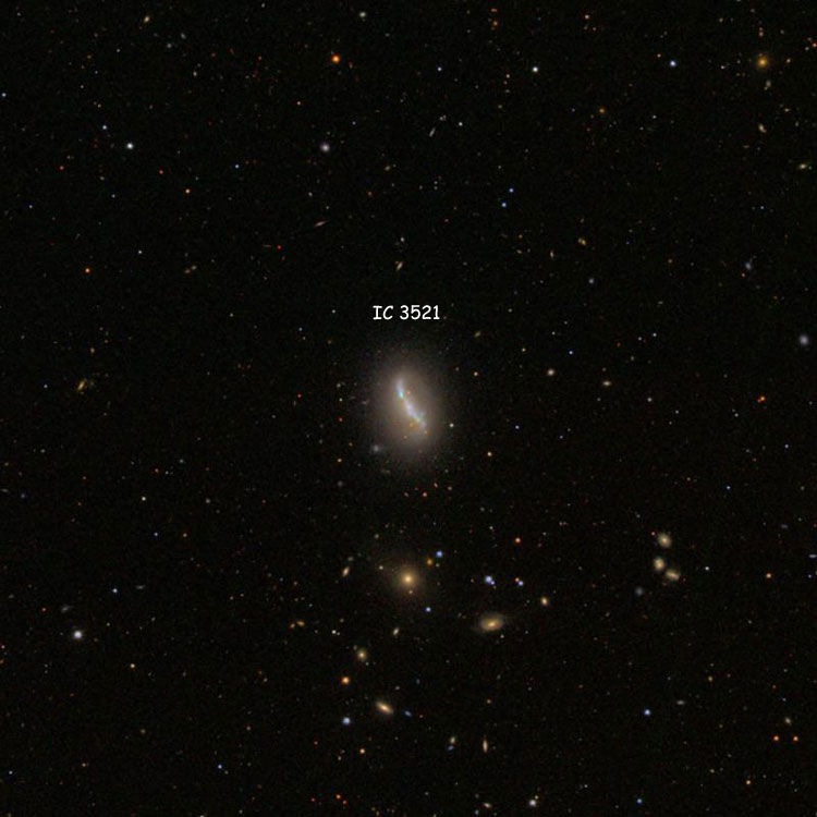 SDSS image of region near spiral galaxy IC 3521