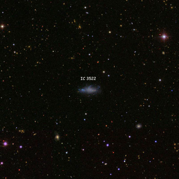 SDSS image of region near irregular galaxy IC 3522