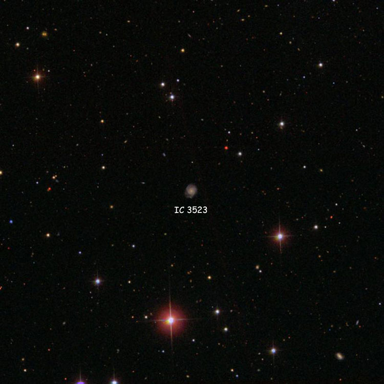 SDSS image of region near spiral galaxy IC 3523