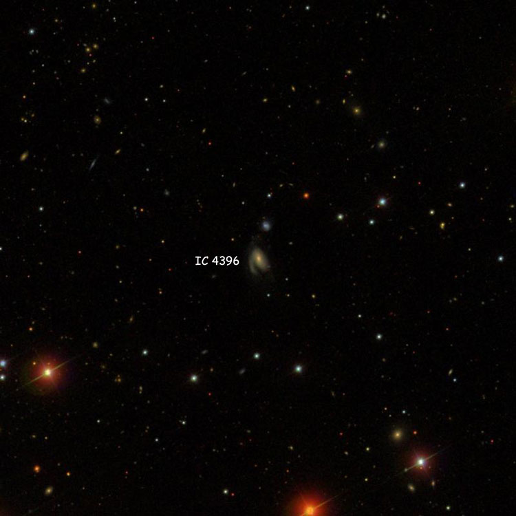 SDSS image of region near spiral galaxy IC 4396
