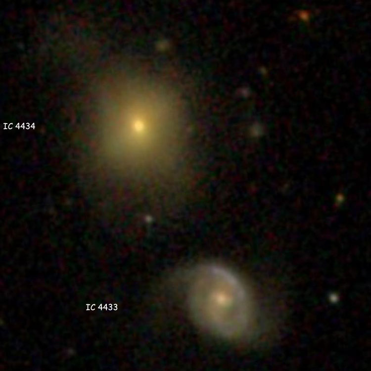 SDSS image of spiral galaxy IC 4433 and lenticular galaxy IC 4434