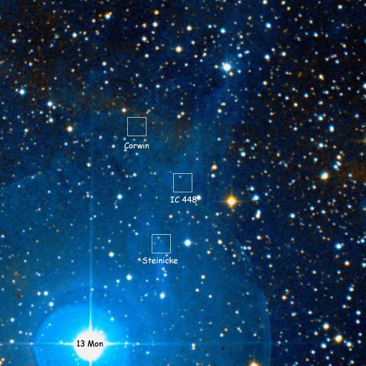 Labeled DSS image of region near reflection nebula IC 448