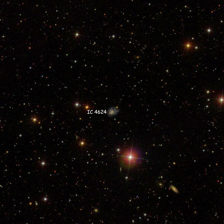 SDSS image of region near spiral galaxy IC 4624