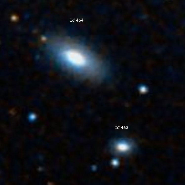 DSS image of spiral galaxy IC 463 and elliptical galaxy IC 464
