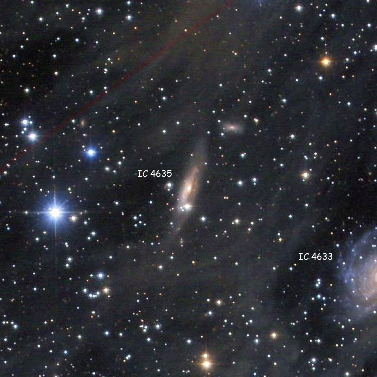 Wikisky cutout of image submitted by Jim Riffle of region near spiral galaxy IC 4635, also showing part of IC 4633