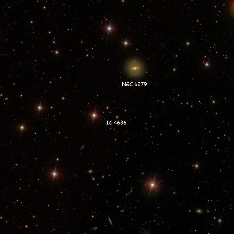 SDSS image of region near the star listed as IC 4636, also showing NGC 6279
