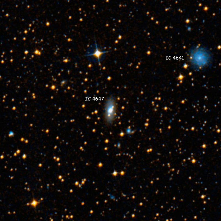 DSS image of region near lenticular galaxy IC 4647, also showing IC 4641