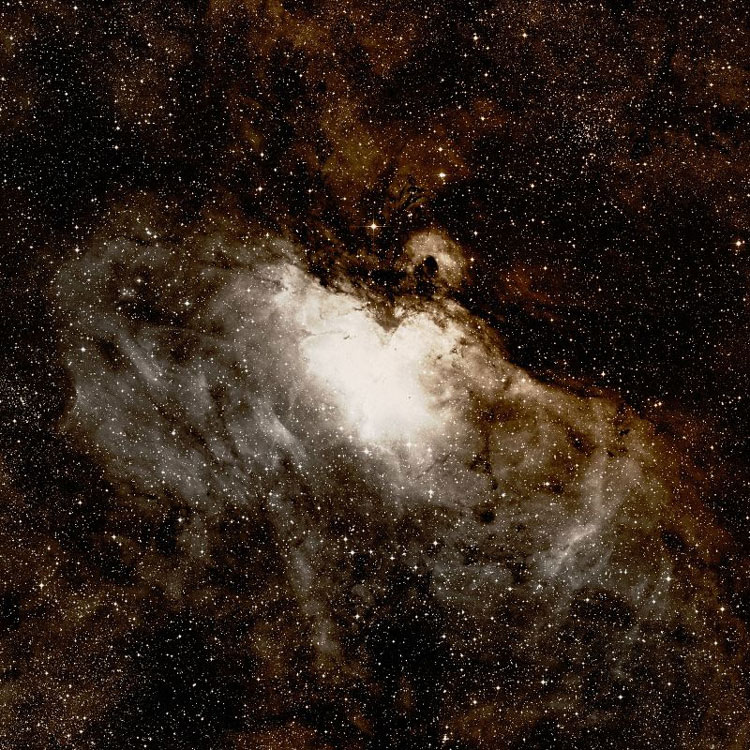 DSS image of region near star clsuter NGC 6611 and emission nebula IC 4703