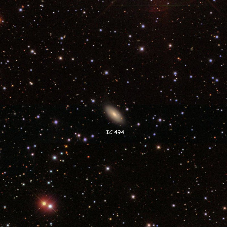 SDSS image of region near spiral galaxy IC 494