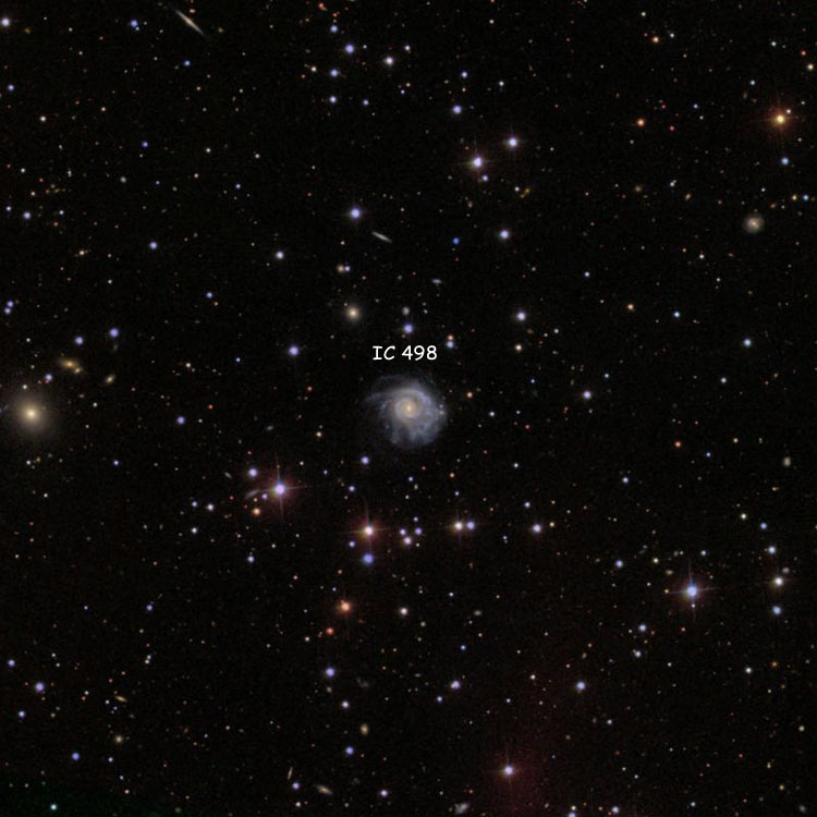 SDSS image of region near spiral galaxy IC 498
