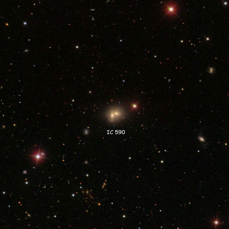 SDSS image of region near the pair of lenticular galaxies that comprise IC 590