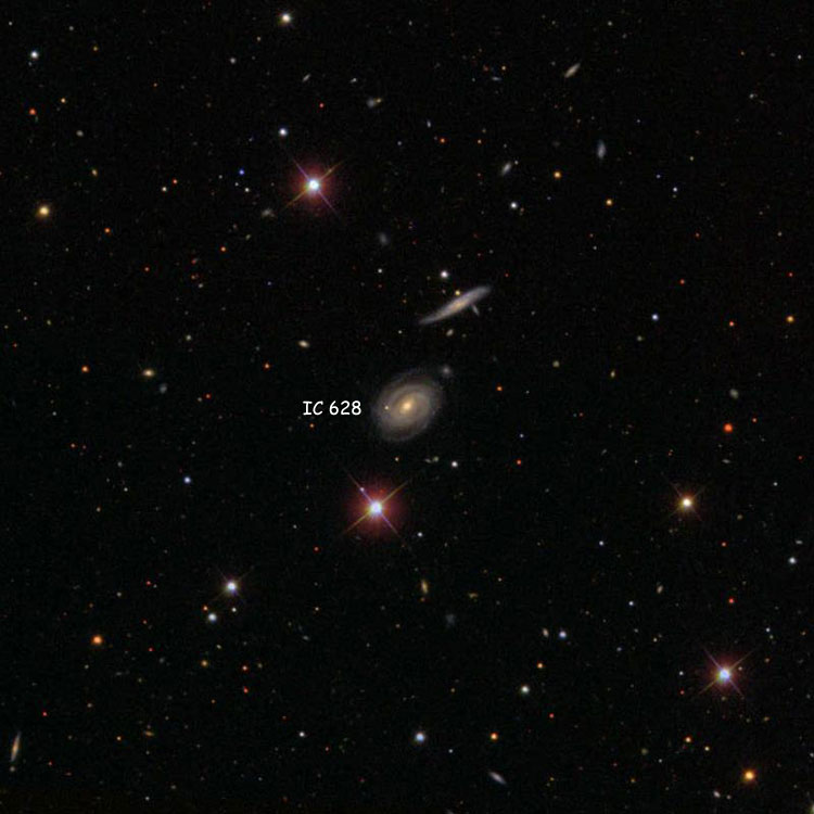 SDSS image of region near spiral galaxy IC 628
