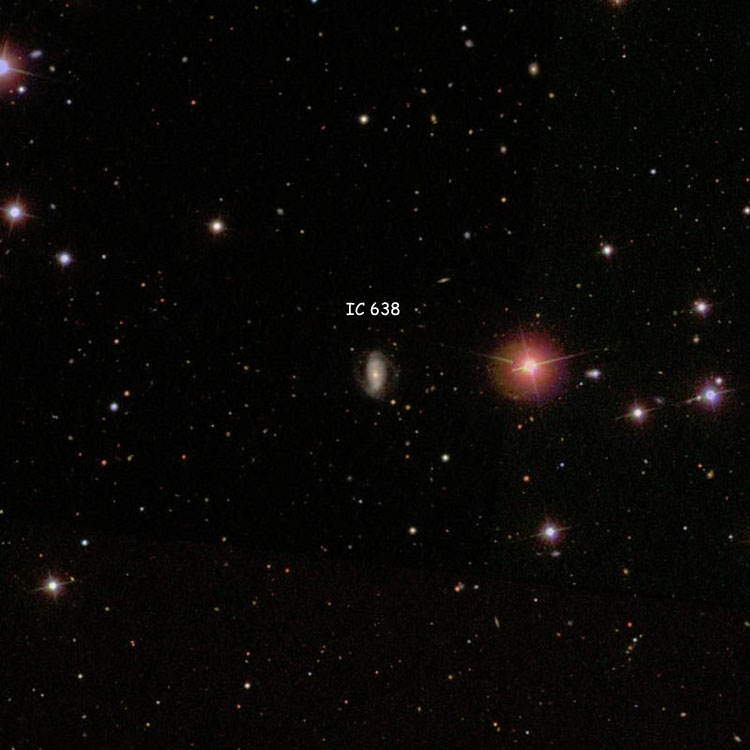 SDSS image of region near spiral galaxy IC 638