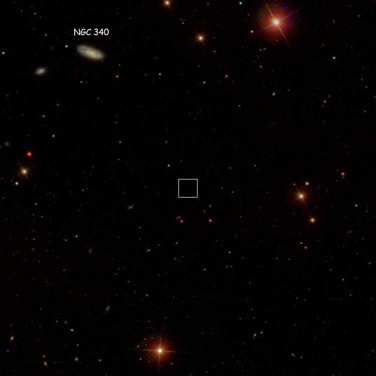 SDSS image centered on Bigourdan's position for the apparently nonexistent IC 68, also showing NGC 340