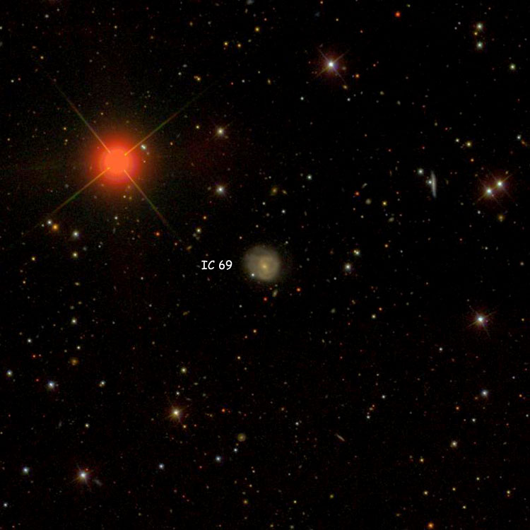 SDSS image of region near spiral galaxy IC 69
