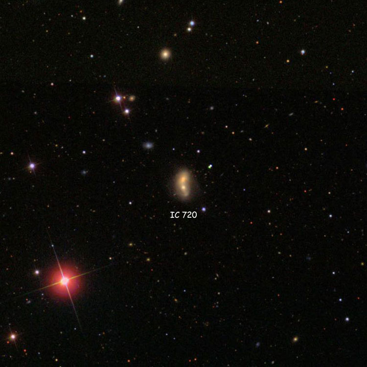SDSS image of the interacting pair of galaxies that comprises IC 720