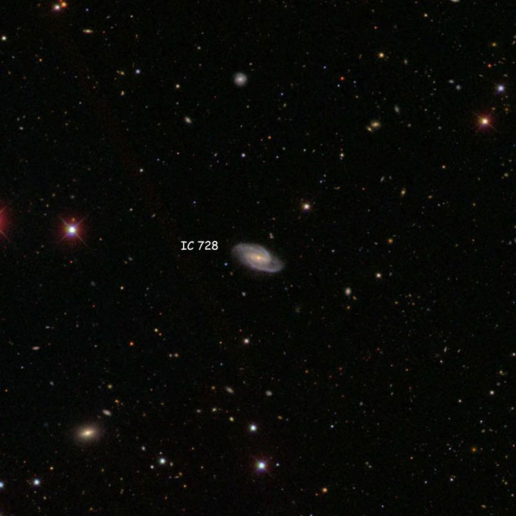 SDSS image of region near spiral galaxy IC 728