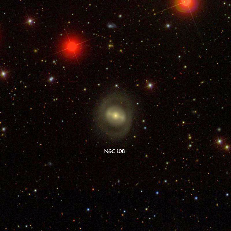 SDSS image of region near lenticular galaxy NGC 108