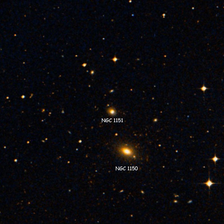 DSS image of region near elliptical galaxy NGC 1151, also showing NGC 1150