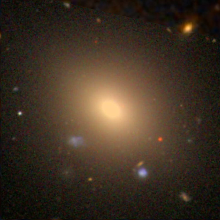 SDSS image of elliptical galaxy NGC 1199 slightly overlaid on a DSS background to fill in minor missing areas