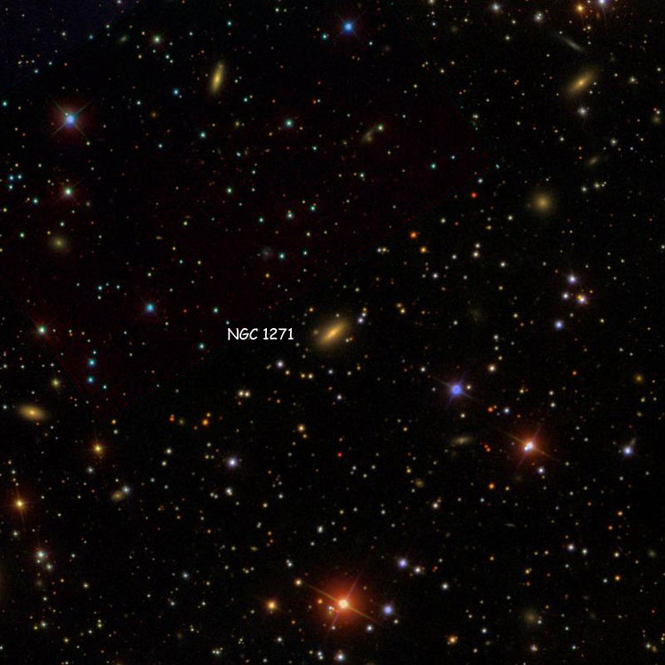 SDSS image of region near lenticular galaxy NGC 1271