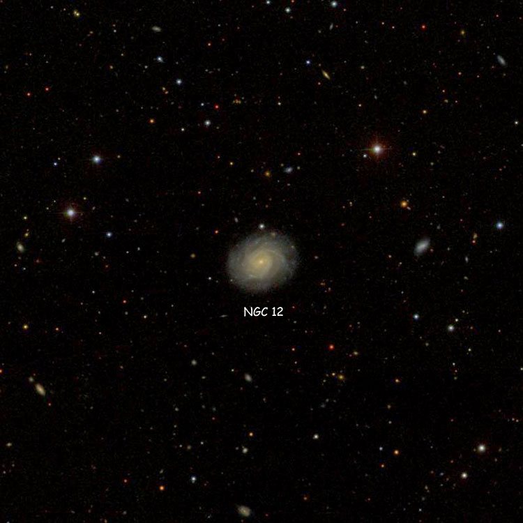 SDSS image of region near spiral galaxy NGC 12