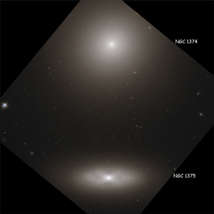 HST image of region between elliptical galaxy NGC 1374 and lenticular galaxy NGC 1375