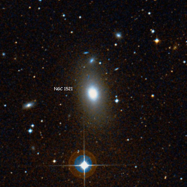 DSS image of region near elliptical galaxy NGC 1521