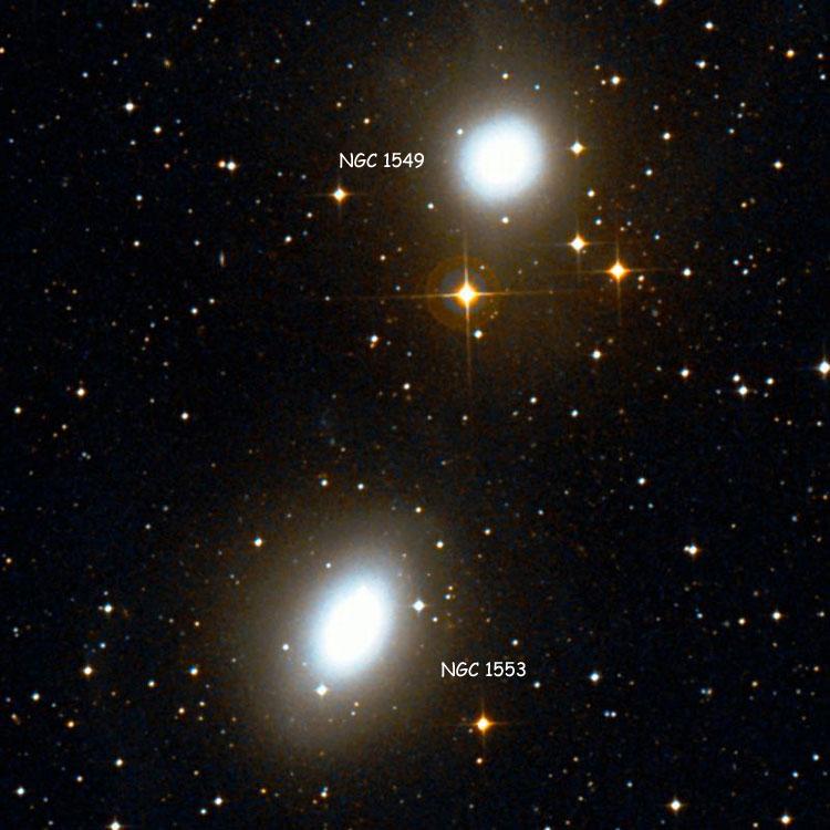 DSS image of region between NGC 1549 and NGC 1553
